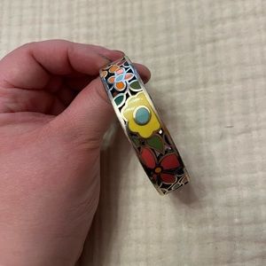 Brighton Multicolor Enamel Floral Silver Bangle Bracelet